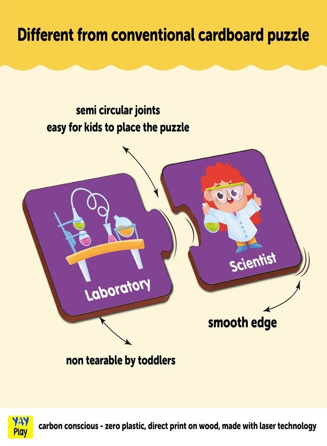 YaYplay Yay Play Profession 2 Piece Wooden Jigsaw Puzzle (Series 2), Set of 6 Wooden Puzzle for Kids, Montessori Early Educational Pre School Puzzle Toys for 2+ Years Kid - Image 4